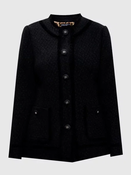 Твідовий жакет з вовною з металевим логотипом DG Dolce&gabbana чорний