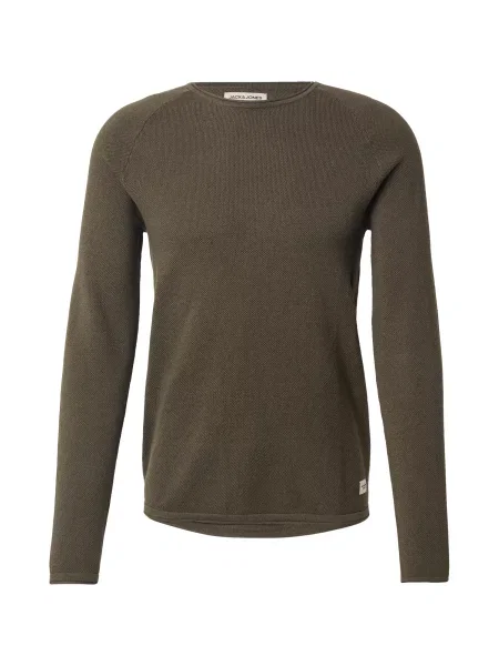 JACK & JONES Svetr JJEHill marine modrá / olivová bílá