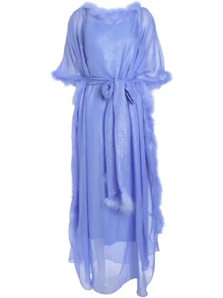 Sukienka maxi Baruni w piórka niebieska
