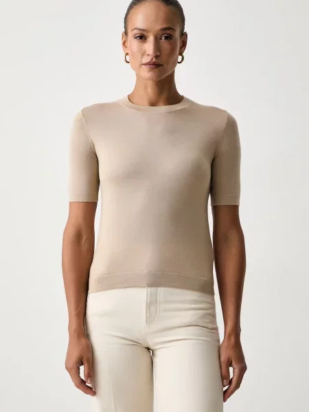 Weekend Max Mara tricou tricotat pentru femei cu lână WKDTAPIOCA bej