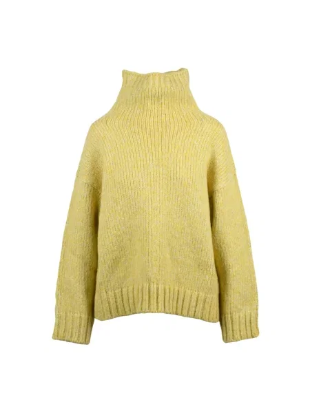 Sweter z golfem Alpha Studio wełniany żółty