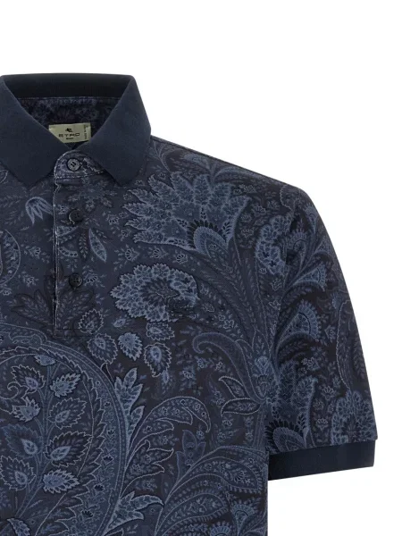 Polo Etro cu model paisley albastru