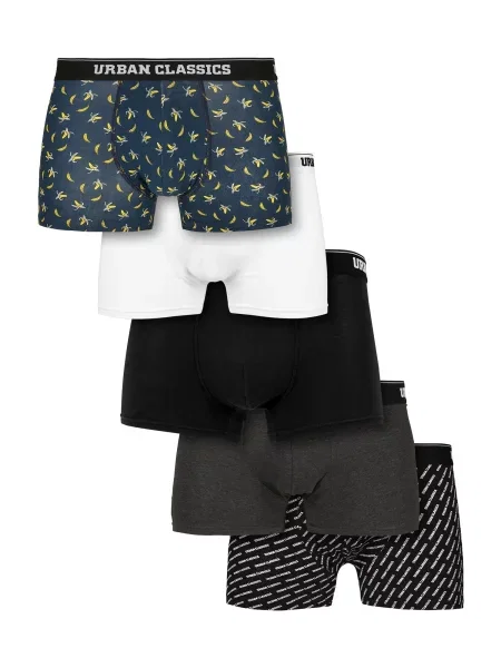 Urban Classics Boxeri negru gri metalic / albastru cobalt / galben deschis alb