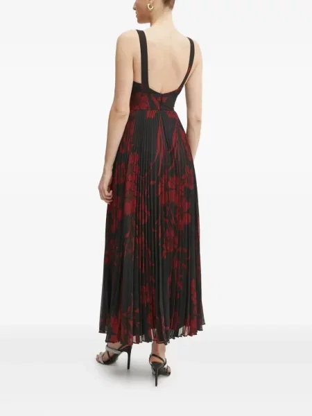 Rochie Marciano cu model floral plisată de costum negru