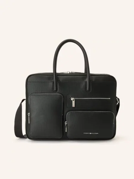 Tommy Hilfiger Taška Na Notebook / stříbrná černá