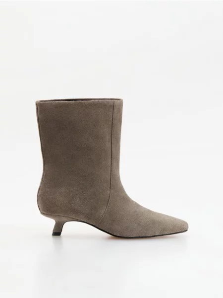 Reserved Botine din piele întoarsă cu gri-neutru gri