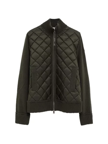Matlasat geacă Moncler tricotate verde