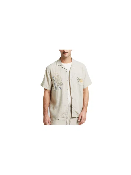 Dedicated Shirt Marstrand Linen Emb Ecru Mężczyźni Koszula Dedicated Krem Size: L