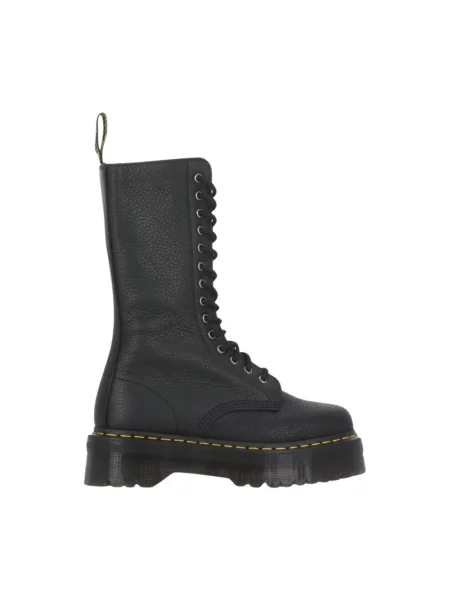 Botki Dr. Martens sznurowane skórzane na platformie czarne