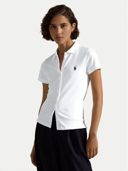 Koszulka polo z listwą guzikową Polo Ralph Lauren biała