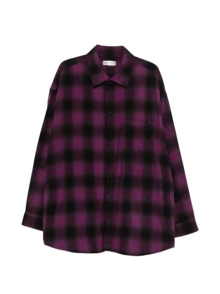 Cămașă Balenciaga cu broderie în carouri violet
