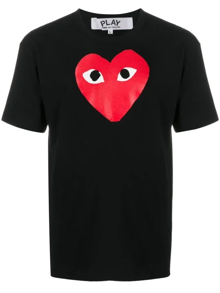 Tricou Comme Des Garcons Play cu imagine cu motiv cu inimi negru
