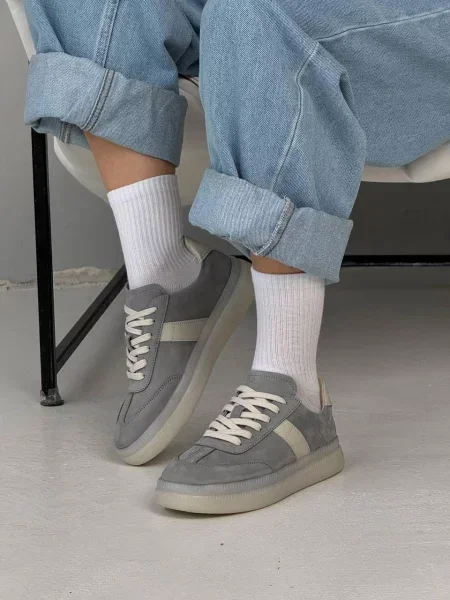 Кожаные кеды 105.store серые