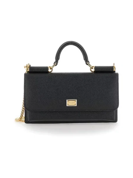 Torebka Dolce And Gabbana skórzana z nadrukiem czarna