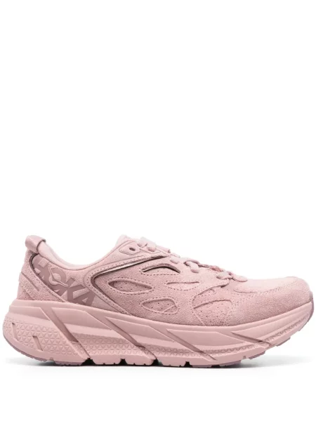 Sneakerși Hoka din piele de căprioară roz