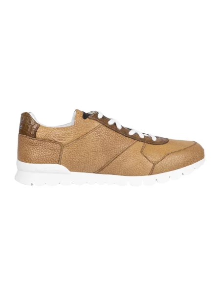 Sneakersy Kiton skórzane brązowe
