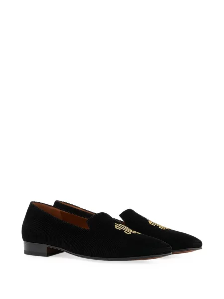 Pantofi loafer Ferragamo cu broderie din piele de căprioară negru