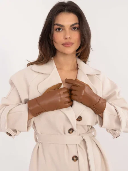 Rękawiczki Wool Fashion Italia brązowe