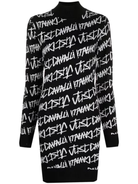 Dzianinowa sukienka Just Cavalli garniturowa czarna