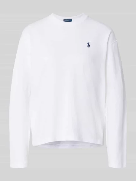 Bluzka z długim rękawem z wyhaftowanym logo Polo Ralph Lauren biała