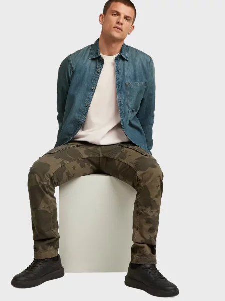 Камуфляжные брюки карго G-star Raw зеленые