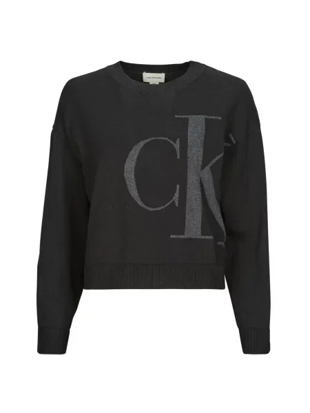 Dolgo pulover Calvin Klein Jeans z dolgimi rokavi črna