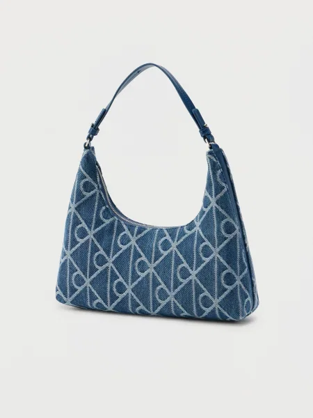 Calvin Klein Geantă de umăr denim / alb albastru