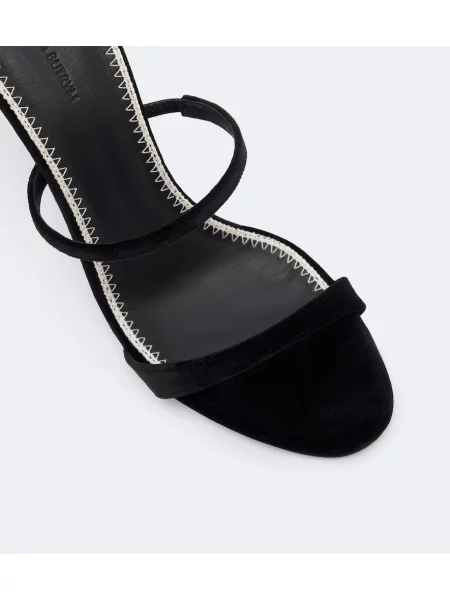 Papuci tip mules Magda Butrym de catifea cu model floral cu aplicații negru