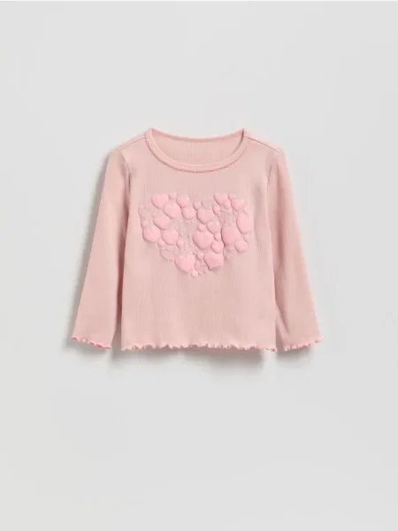 Reserved Tricou reiat cu imprimeu roz-pastel roz