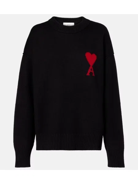 Pulover Ami Paris de lână negru