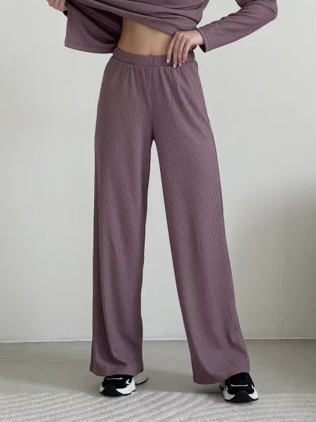 Silvio Merlini Ванні Штани палаццо Бавовна/поліестер фіолетовий