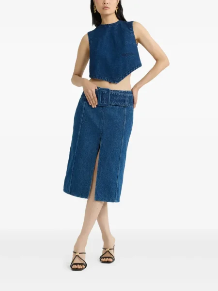 Fustă din denim Patou până la genunchi albastru