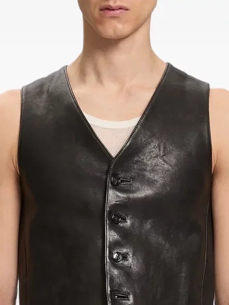 Vestă Ann Demeulemeester din piele negru