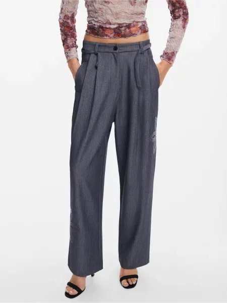 Desigual Pantaloni cu cordon | flare fit gri