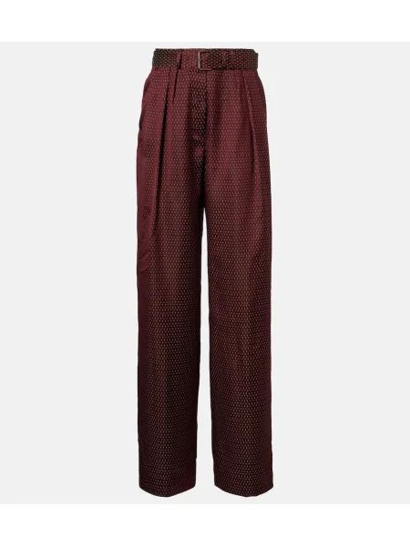 Pantaloni Dries Van Noten cu talie înaltă bordo