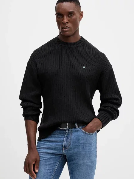 Bombažen pulover Calvin Klein Jeans črna