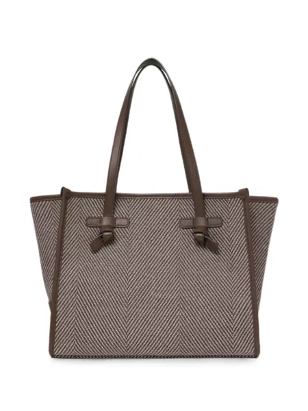 Geantă shopper Gianni Chiarini cu model herringbone maro