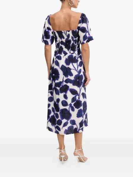 Rochie midi Morgan cu model floral până la genunchi de costum alb