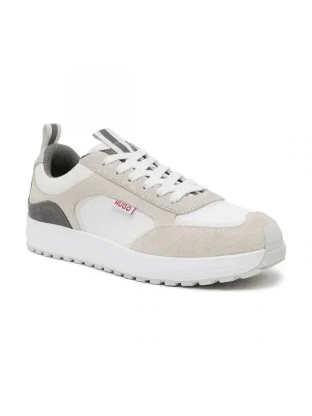 HUGO Sneakers Cilan_Tenn_mesd cu adaos de piele bej