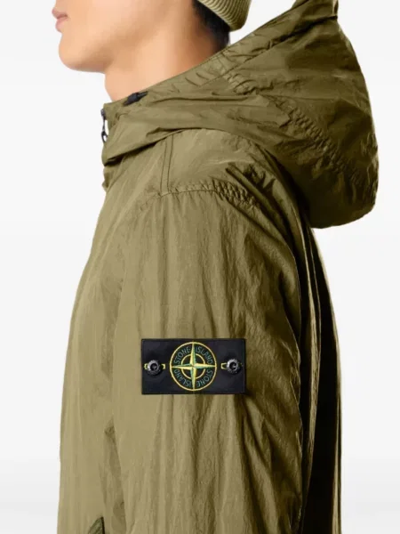 Geacă Stone Island cu glugă cu strasuri verde