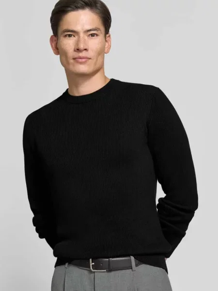 Sweter z dzianiny z mieszanka bawełny w kroju regular fit Mcneal czarny