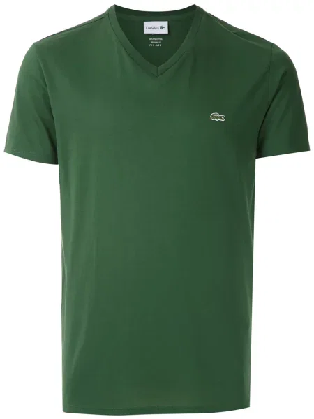 Tricou Lacoste cu broderie cu decolteu în V verde