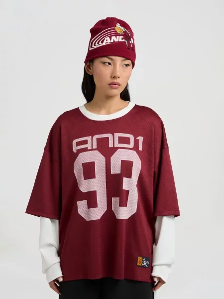 Tricou roz / roșu carmin alb