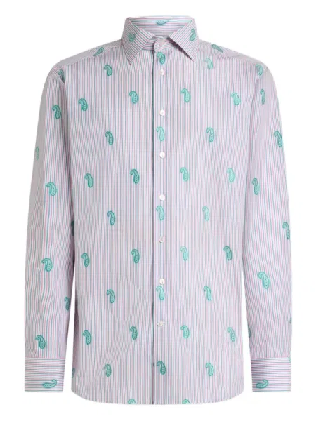 Žakárová košile Etro s paisley potiskem bílá