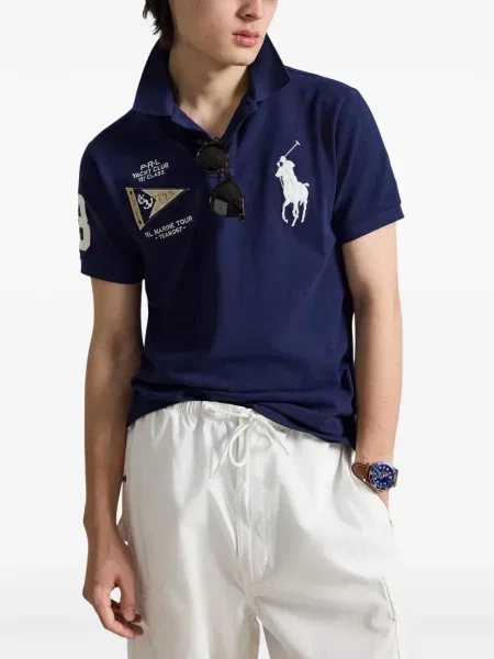 Șosete Polo Ralph Lauren cu model herringbone cu broderie plasă albastru