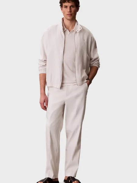 Льняные зауженные брюки Calvin Klein белые