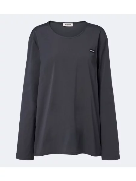 Tricou Miu Miu din poplin gri