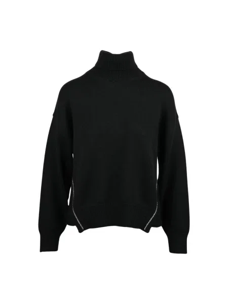 Sweter z golfem Alpha Studio wełniany czarny