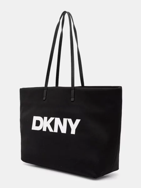 Lniana shopperka Dkny elegancka czarna