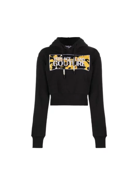 Bluza z kapturem Versace Jeans Couture z perełkami czarna